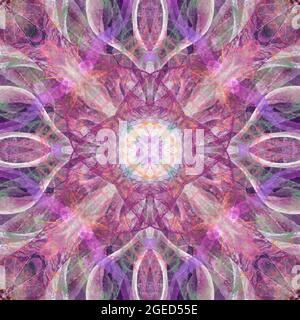 Nahtlose abstrakte bunte geometrische florale Oberfläche Muster wiederholen symmetrisch. Verwenden Sie für Modedesign, Heimtextilien, Tapeten, Drucke. Stockfoto