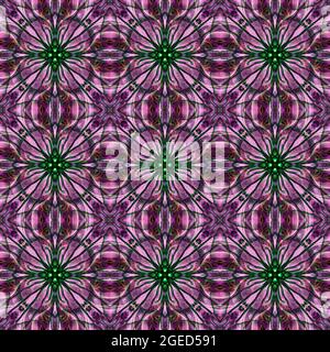 Nahtlose abstrakte bunte geometrische florale Oberfläche Muster wiederholen symmetrisch. Verwenden Sie für Modedesign, Heimtextilien, Tapeten, Drucke. Stockfoto