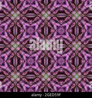 Nahtlose abstrakte bunte geometrische florale Oberfläche Muster wiederholen symmetrisch. Verwenden Sie für Modedesign, Heimtextilien, Tapeten, Drucke. Stockfoto