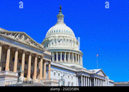 Pixel Art 8-Bit-Grafik. Washington DC: National Capitol Building. Stockfoto