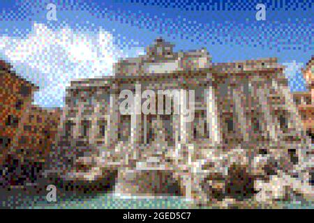 Pixel Art 8-Bit-Grafik. Rom, Italien - Trevi-Brunnen. Stockfoto