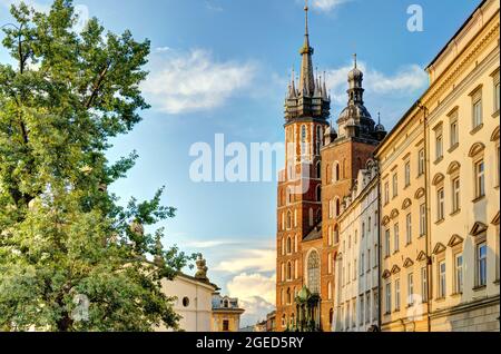 Krakau Altstadt bei sonnigem Wetter, HDR Bild Stockfoto