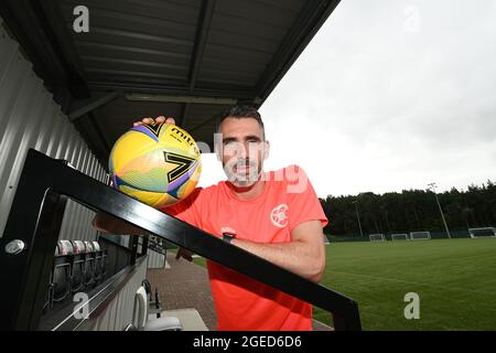 Oriam Sports Centre Edinburgh, Schottland, Großbritannien 19. Aug-21 Hearts Michael Smith Pressekonferenz für Cinch Premiership Spiel gegen Aberdeen Credit: eric mccowat/Alamy Live News Stockfoto