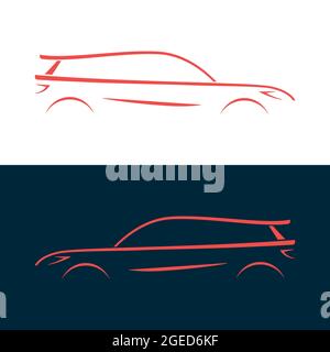 Design-Auto. Schnelles Rennauto. Rote Silhouette. Stock Vektor