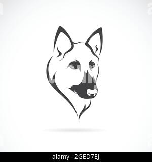 Vektorbild eines deutschen Schäfergesichts auf weißem Hintergrund. Leicht editierbare Vektorgrafik mit Ebenen. Tiere. Stock Vektor