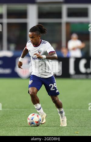 18. August 2021; Foxborough, MA, USA; D.C. United Forward Yordi Reyna (29) in Aktion während eines MLS-Matches zwischen D.C. United und New England Revolution im Gillette Stadium. Anthony Nesmith/CSM Stockfoto