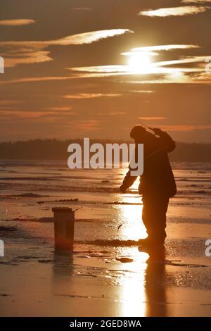 Ice Fishing Sand Bar Milton, Verrmont Stockfoto