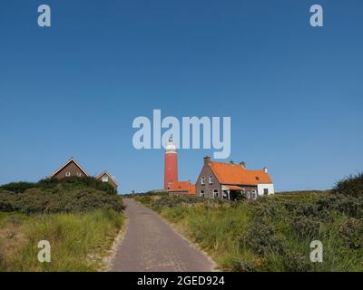 Der Leuchtturm von de Cocksdorp an der Nordspitze der Insel Texel, Niederlande Stockfoto