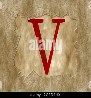 Monogramm des Großbuchstaben V , Design: Gerahmt Stockfoto