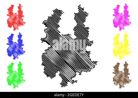 Kreis Greiz (Bundesrepublik Deutschland, Landkreis, Freistaat Thüringen) Kartenvektordarstellung, Scribble-Skizze Greiz-Karte Stock Vektor