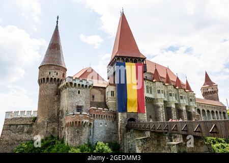 Corvin Castle, oder Hunyad Castle ist eine gotische Burg in Siebenbürgen, Rumänien Stockfoto