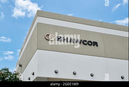 Houston, Texas USA 01-01-2021: ShawCor Bürogebäude außen und Logo in Houston, TX. Kanadisches Oilfield- und Infrastrukturunternehmen. Stockfoto