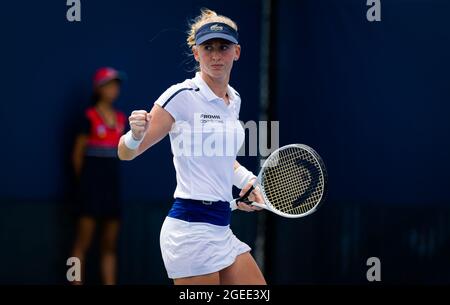 Cincinnati, USA. August 2021. Jil Teichmann aus der Schweiz in Aktion während der zweiten Runde beim Western & Southern Open WTA 1000 Tennisturnier 2021 gegen Bernarda Pera aus den Vereinigten Staaten am 18. August 2021 im Lindner Family Tennis Center in Cincinnati, USA - Foto Rob Prange/Spanien DPPI/DPPI Credit: Independent Photo Agency/Alamy Live News Stockfoto