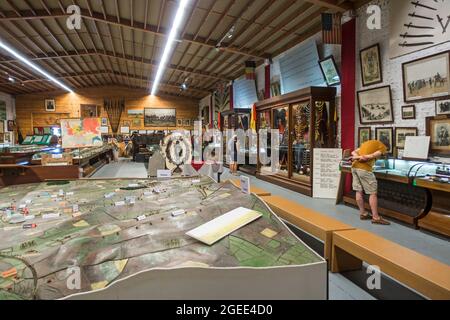 1. Weltkrieg Museum Schlacht der Silberhelme / Schlacke der Zilveren Helmen über den letzten großen Kavallerieanschlag der deutschen Armee in Halen, Limburg, Belgien Stockfoto