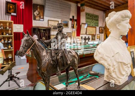 1. Weltkrieg Museum Schlacht der Silberhelme / Schlacke der Zilveren Helmen über den letzten großen Kavallerieanschlag der deutschen Armee in Halen, Limburg, Belgien Stockfoto