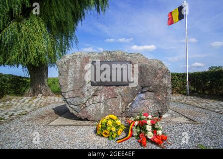 Fahrradinfanterie / Cyclisten / Radsportdenkmal zur Schlacht der Silberhelme / Schlacke der Zilveren Helmen, Halen, Limburg, Belgien Stockfoto