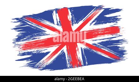 Vektor Vintage britische Flagge. Zeichnung der alten Flagge von Großbritannien im Grunge-Stil. Stock Vektor