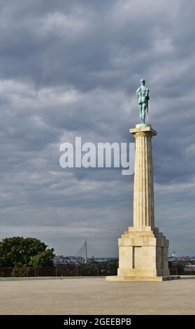 Pobednik, das Victor-Denkmal in Belgrad, vertikal Stockfoto