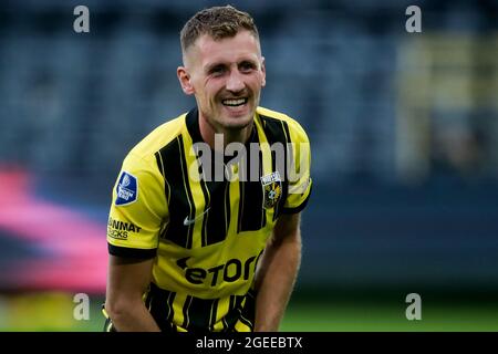 Brüssel, Belgien. August 2021. BRÜSSEL, BELGIEN - 19. AUGUST: Tomas Hajek von Vitesse während des Play-off der UEFA Europa Conference League ein Spiel zwischen RSC Anderlecht und Vitesse im Lotto Park am 19. August 2021 in Brüssel, Belgien (Foto von Broer van den Boom/Orange Picics) Credit: Orange Pics BV/Alamy Live News Stockfoto