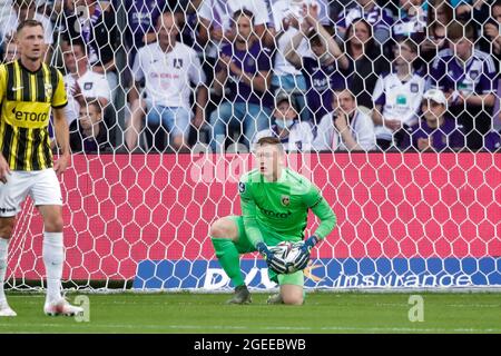 Brüssel, Belgien. August 2021. BRÜSSEL, BELGIEN - 19. AUGUST: Markus Schubert von Vitesse während des Play-off der UEFA Europa Conference League ein Spiel zwischen RSC Anderlecht und Vitesse im Lotto Park am 19. August 2021 in Brüssel, Belgien (Foto von Broer van den Boom/Orange Picics) Credit: Orange Pics BV/Alamy Live News Stockfoto