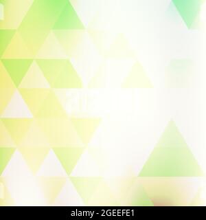 Abstrakter quadratischer Hintergrund, strukturiert durch gelbe und grüne Dreiecke. Lichtmuster Stockfoto