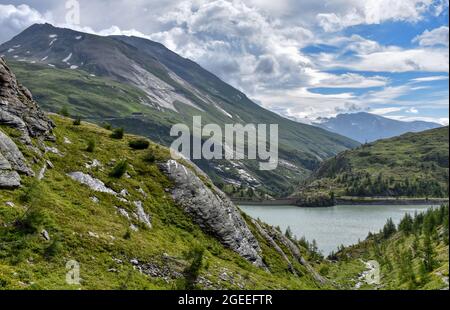 Margaritze, Talwanne, Margaritzenstausee, See, Stausee, Freiwandeck, Freiwandkopf, Pasterze, höchster Berg Österreichs, Glocknergruppe, Möll, Möllsper Stockfoto