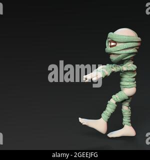 3D-Illustration einer niedlichen und lustigen Walking Cartoon Mama. Isoliertes Rendering-Objekt Stockfoto
