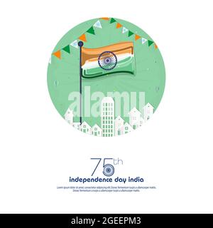Vektor-Illustration der 75. Happy Independence Day Indien Hintergründe. Stock Vektor