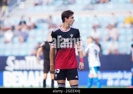 Malaga, Spanien. August 2021. Riccardo Cappellini von CD Mirandes gesehen während des Fußballmatches der La Liga Smartbank 2021/2022 zwischen Malaga CF und CD Mirandes im La Rosaleda Stadium in Malaga.(Final Score; Malaga CF 0:0 CD Mirandes) Credit: SOPA Images Limited/Alamy Live News Stockfoto