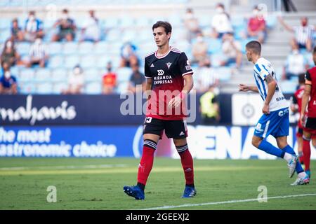 Malaga, Spanien. August 2021. Riccardo Cappellini von CD Mirandes gesehen während des Fußballmatches der La Liga Smartbank 2021/2022 zwischen Malaga CF und CD Mirandes im La Rosaleda Stadium in Malaga.(Final Score; Malaga CF 0:0 CD Mirandes) Credit: SOPA Images Limited/Alamy Live News Stockfoto