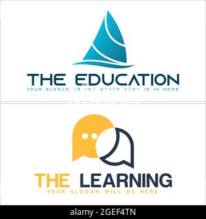 Das Symbol Blase Chat und Schiff Bildung online lernen Logo-Design Stock Vektor