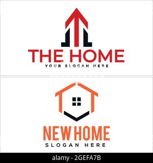 Design Logo Symbol Home Pfeil Kombination Stock Vektor