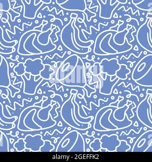 Nahtloses Muster kritzelt von einigen Lebensmitteln Stock Vektor