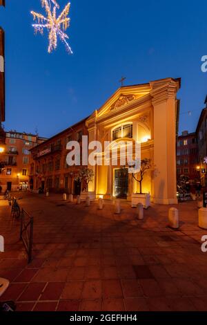 FRANKREICH, ALPES-MARITIMES (06) SCHÖN, KAPELLE DER ALLERHEILIGSTEN DREIFALTIGKEIT UND GRABTUCH, BRUDERSCHAFT DER ROTEN BÜSSER Stockfoto