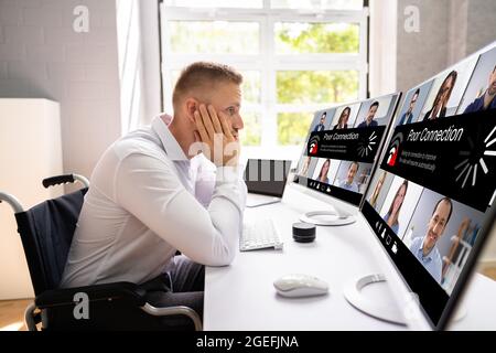 Videokonferenz Webinar Meeting Schlechte Verbindung Und Schlechtes Signal Stockfoto