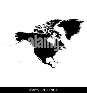 Nordamerika - hoch detaillierte Kontinent isoliert Silhouette Karte. Einfache flache schwarze Vektorgrafik. Stock Vektor