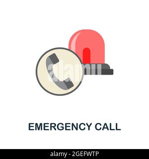 Flaches Symbol für Notruf. Farbiger Schild aus der Sicherheitskollektion. Creative Emergency Call Icon Illustration für Web-Design, Infografiken und mehr Stock Vektor
