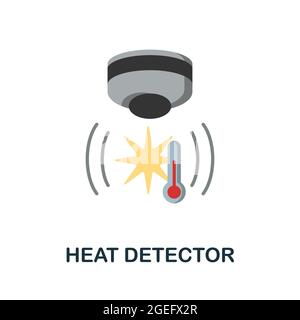 Flachsymbol des Wärmemelders. Farbiger Schild aus der Sicherheitskollektion. Creative Heat Detector Icon Illustration für Web-Design, Infografiken und vieles mehr Stock Vektor