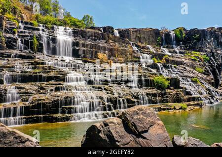 Schöner Pongour Wasserfall Lam Dong Provinz Südvietnam Stockfoto