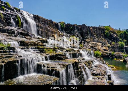 Schöner Pongour Wasserfall Lam Dong Provinz Südvietnam Stockfoto