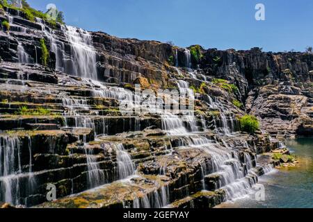 Schöner Pongour Wasserfall Lam Dong Provinz Südvietnam Stockfoto