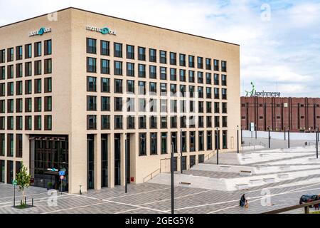 Neubau des Hotels Mote-One auf der Kölner Messe in Köln-Deutz, NRW, Stockfoto