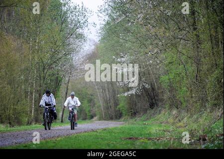 Die Avenue Verte/Greenway, eine gemeinsame, von Europa unterstützte anglo-französische Initiative, um eine weitgehend verkehrsfreie Route zwischen Paris und London für cy zu entwickeln Stockfoto