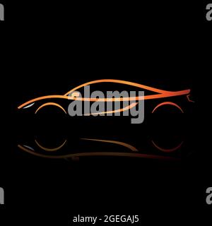 Orangefarbener Supersportwagen-Umriss. Elegantes Zeichen für Ihr Unternehmen, Ihre Marke oder alle Autobezogenen Dinge. Stock Vektor