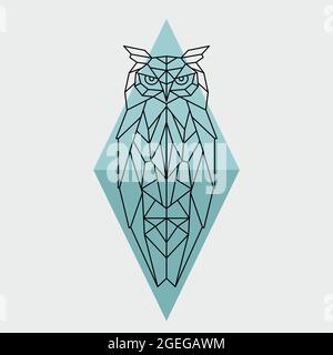 Geometrische Eule. Wildes Tier. Vektorgrafik. Stock Vektor