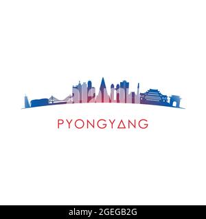 Silhouette der Skyline von Pjöngjang. Vektor-Design auf weißem Hintergrund. Stock Vektor