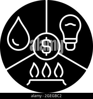 Rechnungen bezahlen, schwarzes Glyphen-Symbol Stock Vektor