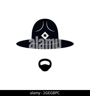 Sheriff-Avatar. Mustachioed Polizist im Kreis Hut. Vektorgrafik. Stock Vektor