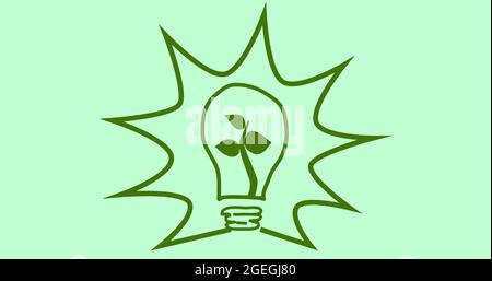 Zusammensetzung der Pflanze Glühbirne Logo auf grünem Hintergrund Stockfoto