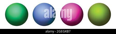 Set mit bunten Kugeln aus Glas. Glänzende realistische Kugel, 3D abstrakte Vektorgrafik auf weißem Hintergrund hervorgehoben. Große Metallblase mit Schatten Stock Vektor